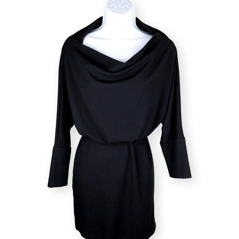 She + Sky Black Belted Sweater Dress L NWT